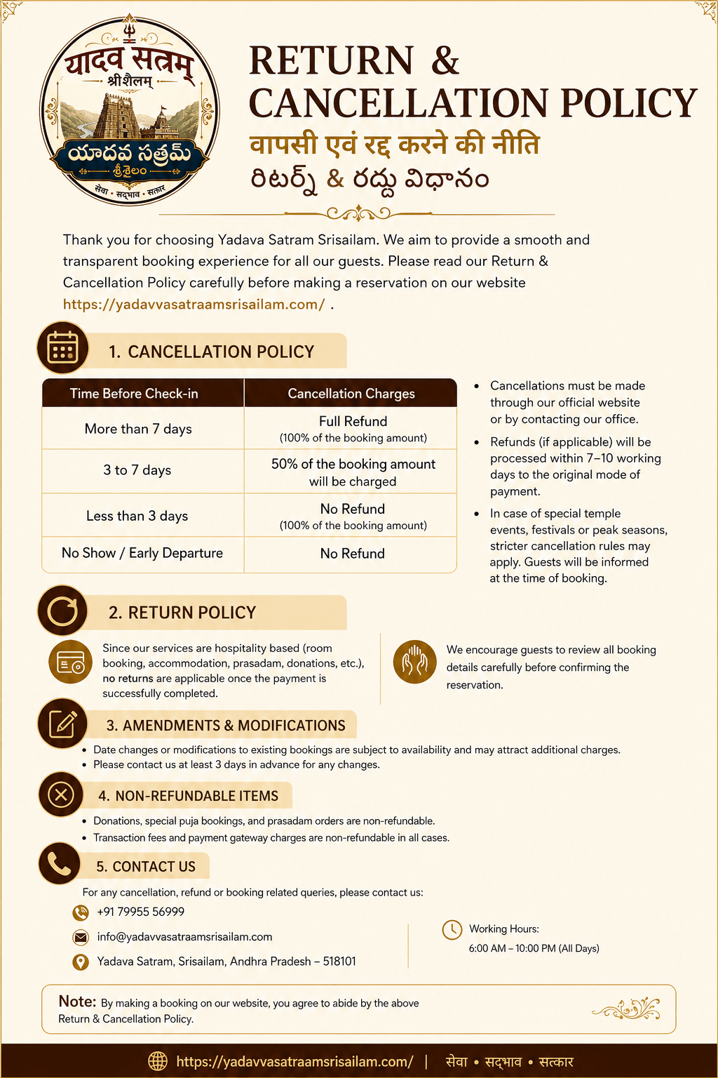 Booking and Refund Policy